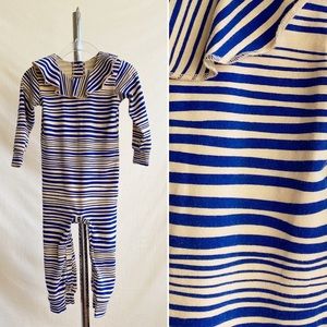 Mini Rodini Blue and Cream Striped Kids One Piece